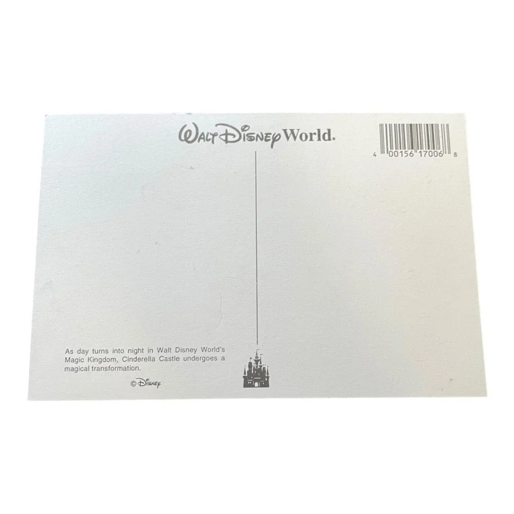Walt Disney World Cinderella Castle Day to Night Postcard Magic Kingdom Souvenir